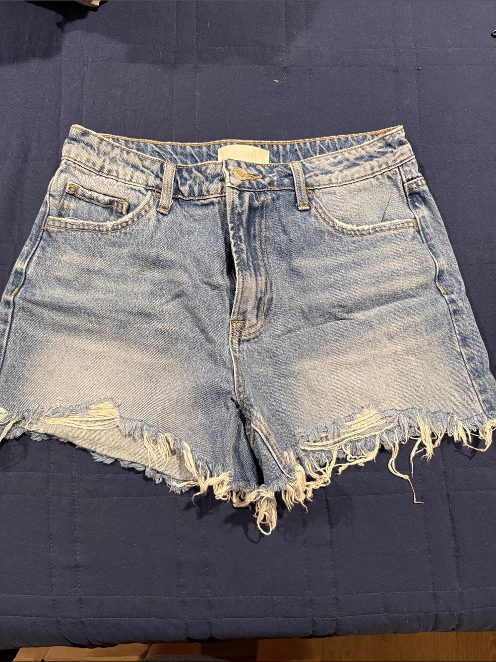 Light Blue Denim Frayed Hem Women’s Shorts